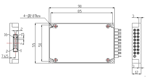 可見光 707nm光開關尺寸圖 可見光 707nm光開關尺寸圖